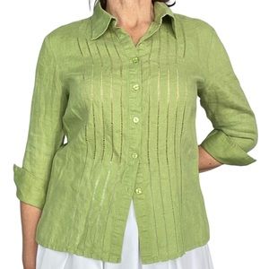 100% linen button down, green size M